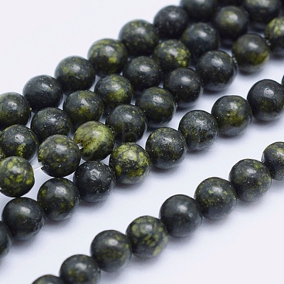 Natural Serpentine/Green Lace Stone Beads Strands G-P345-01-6mm-1