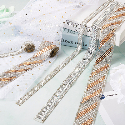 6 Strands 3 Style Glitter Hotfix Rhinestone DIY-BY0001-20-1
