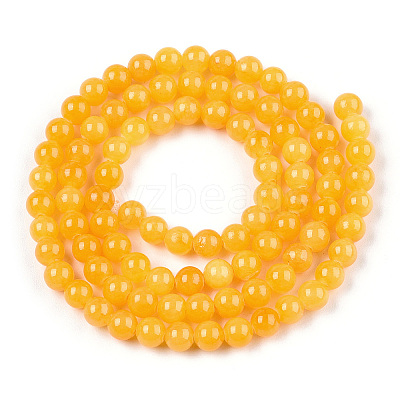 Natural Dyed Yellow Jade Gemstone Bead Strands X-G-R271-6mm-Y08-1