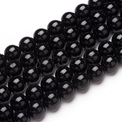 Natural Black Tourmaline Beads Strands X-G-L554-02-6mm-1