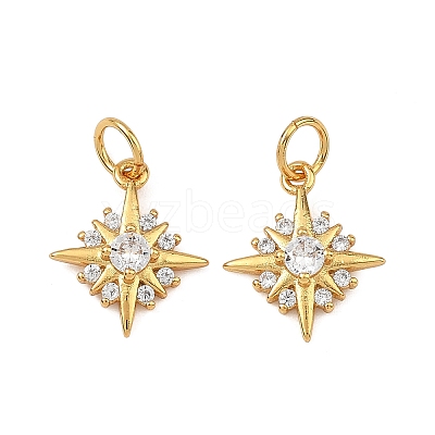 Brass Micro Pave Clear Cubic Zirconia Charms KK-F941-40A-G-1