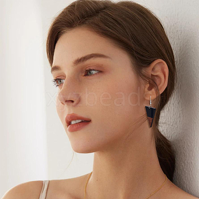 6 Pair 6 Style Resin & Wood Dangle Earrings with Iron Pins EJEW-AB00036-1