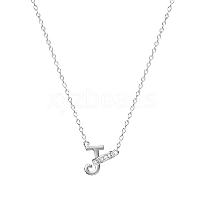 304 Stainless Steel Crystal Rhinestone Initial Pendant Necklaces FS-WGCEFCC-10-1