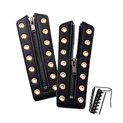 Cowhide Leather Lace-in Boot Zipper Inserts DIY-WH0499-06A-05-1