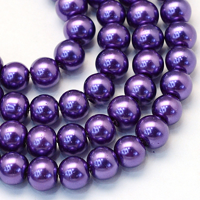 Baking Paint Pearlized Glass Pearl Round Bead Strands HY-Q330-8mm-76-1