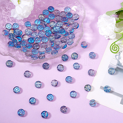 100Pcs 5 Styles Transparent Electroplated UV Plating Glass Beads GLAA-TA0003-19A-1