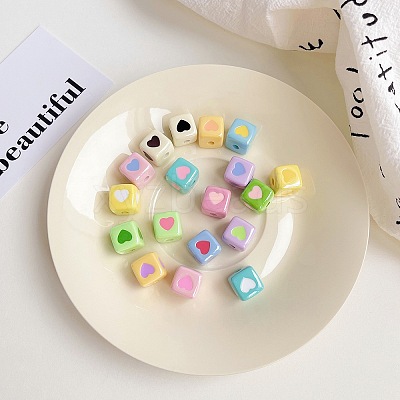 Opaque Colourful Acrylic Enamel Beads OACR-L001-03-1