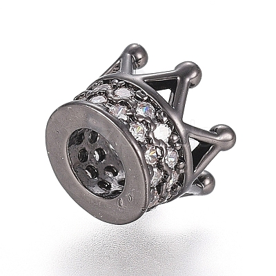 Brass Micro Pave Cubic Zirconia Beads ZIRC-G166-39B-1