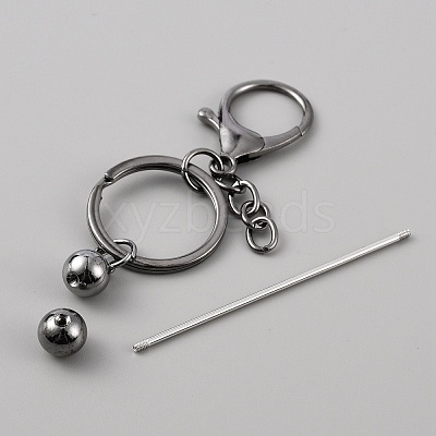 Iron Bar Beadable Keychain for Jewelry Making DIY Crafts KEYC-WH0034-32B-1