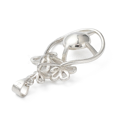 Platinum Plated Brass Pendant Cabochon Settings KK-Q776-01P-04-1