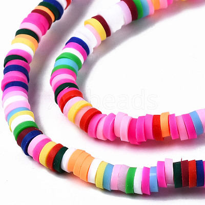 Handmade Polymer Clay Beads Strands CLAY-R089-4mm-090-1