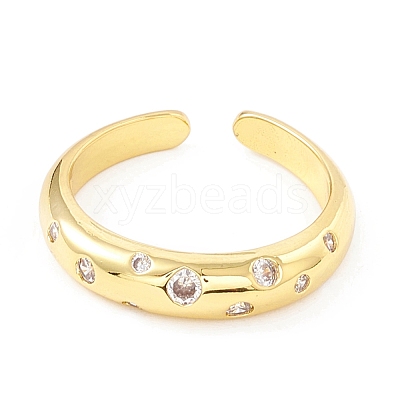 Clear Cubic Zirconia Open Cuff Ring RJEW-I083-15G-1