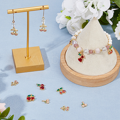 12Pcs 6 Styles Brass Micro Pave Gold Cubic Zirconia Charms ZIRC-HS0001-25B-NF-1