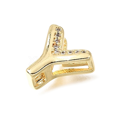 Brass Micro Pave Clear Cubic Zirconia Initial Spacer Bars KK-E802-34G-Y-1