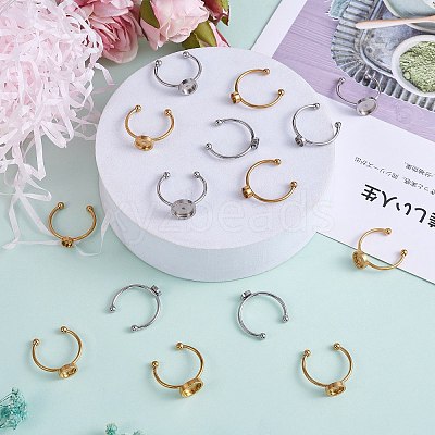 30Pcs 6 Style 201 Stainless Steel Cuff Pad Ring Settings FIND-SZ0002-73-1