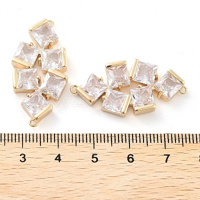 Brass Pave Clear Glass Connector Charms KK-Q811-03KCG-1
