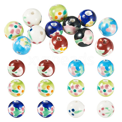 12Pcs 6 Colors Handmade Porcelain Beads PORC-TA0001-51-1