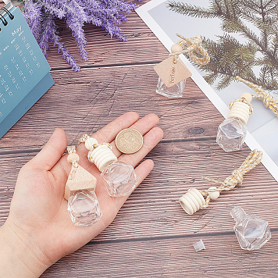 Polygon Empty Fragrance Oil Aromatic Perfume Oil Glass Pendant Decorations HJEW-PH0001-06-1