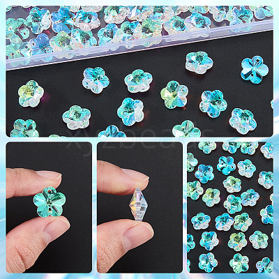 80Pcs Transparent Faceted Glass Connector Charms GLAA-SP0001-88B-02-1