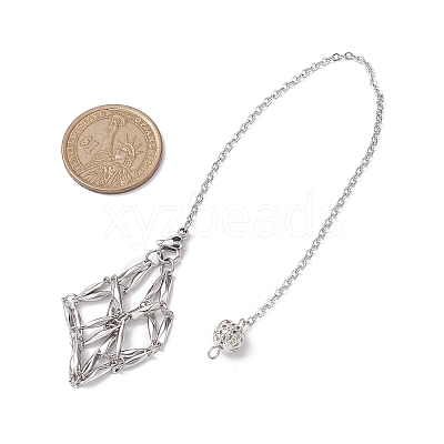 Non-Tarnish Stainless Steel Braided Chain Macrame Pouch Empty Stone Holder Dowsing Pendulums PALLOY-JF02738-03-1