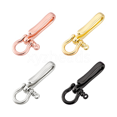 4Pcs 4 Colors Brass Shackle Clasps with Brass S Hook Clasps KK-PH0012-38-1