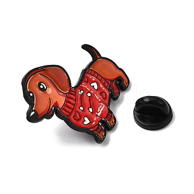 Dachshund in Heart Sweater Enamel Pins JEWB-Z049-03EB-01-1