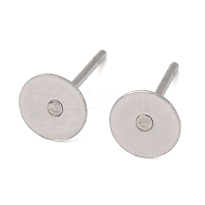 Tarnish Resistant 316 Surgical Stainless Steel Flat Round Blank Peg Stud Earring Settings STAS-R073-06-1