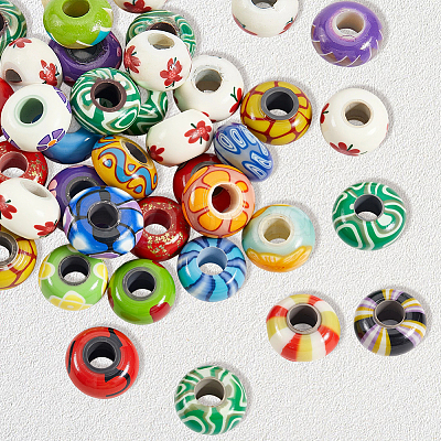 50Pcs Handmade Polymer Clay European Beads CLAY-PA0001-11-1