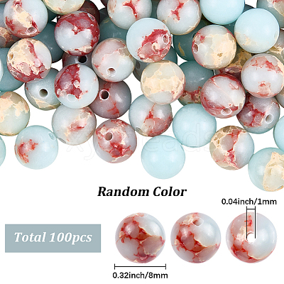 100Pcs Synthetic Aqua Terra Jasper Beads G-SP0001-34-1