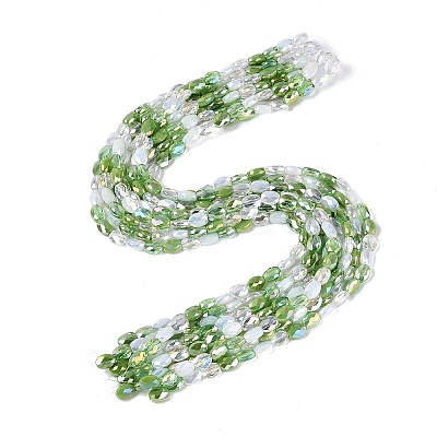 Electroplate Imitation Jade & Opaque & Transparent Glass Beads Strands EGLA-Q135-6x8MM-01E-1