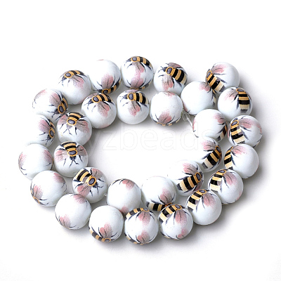 Printed & Spray Painted Glass Beads GLAA-S047-01C-1