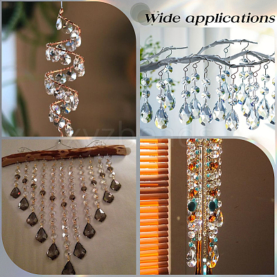 80Pcs Transparent Faceted Glass Connector Charms GLAA-SP0001-88C-01-1