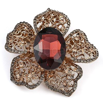 Zinc Alloy Siam Rhinestone Brooch JEWB-U011-03AS-04-1