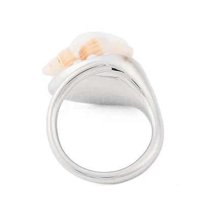 Shell Open Cuff Ring for Women RJEW-Z047-01P-04-1