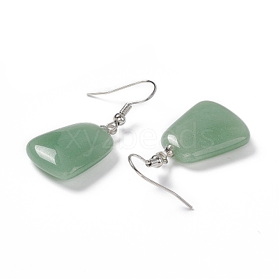 Natural Green Aventurine Trapezoid Dangle Earrings EJEW-D188-02P-06-1