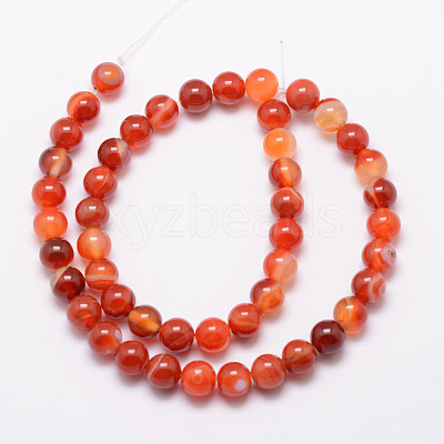 Natural Striped Agate/Banded Agate Bead Strands X-G-K166-13-8mm-08-1