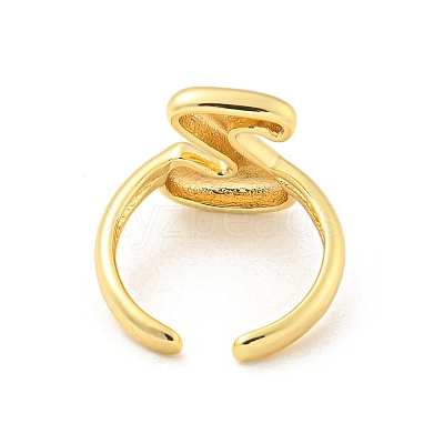 Brass Letter Open Cuff Rings for Women RJEW-G313-01Z-G-1