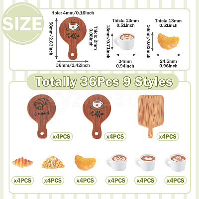 36Pcs 9 Styles Coffe Theme Doll Miniatures Sets DJEW-TA0001-50-1