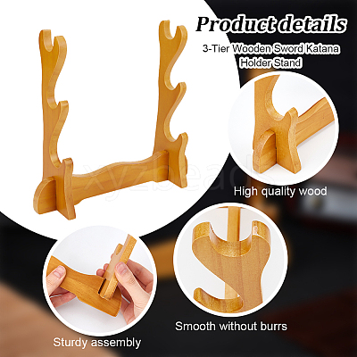 3-Tier Wood Sword Display Stands ODIS-WH0004-12-1