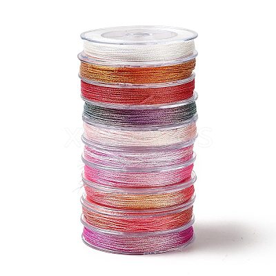 10 Rolls 10 Colors 6-Ply PET Polyester Metallic Thread OCOR-L046-03A-1
