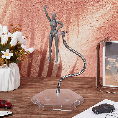 Plastic Minifigures Display Stands with Adjustable Snake Bone Bracket ODIS-WH0070-81A-1