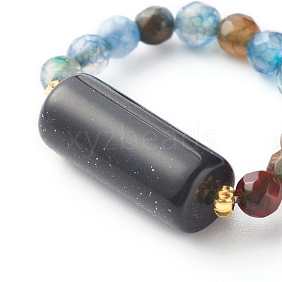 Mixed Stone Beads Finger Ring for Girl Women RJEW-JR00383-1