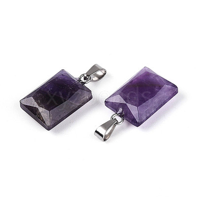Natural Amethyst Pendants G-N349-17P-02-1