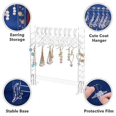 Transparent Acrylic Earring Hanging Display Stands EDIS-FH0001-05-1