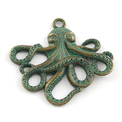 Octopus Zinc Alloy Big Pendants PALLOY-R065-106-FF-1