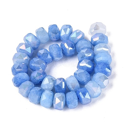 Electroplate Crackle Imitation Jade Glass Beads Strands EGLA-Q135-01A-C02-1