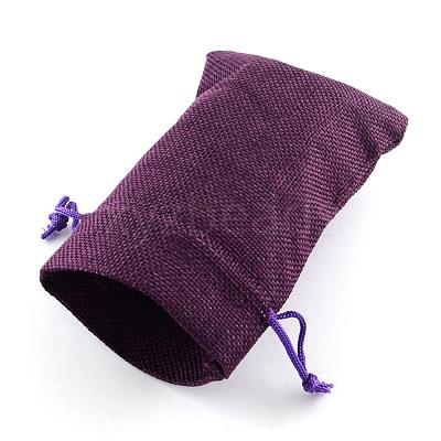 Polyester Imitation Burlap Packing Pouches Drawstring Bags ABAG-R005-9x7-10-1