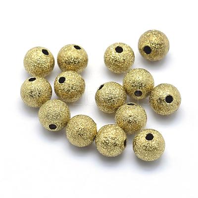 Brass Textured Beads KK-A143-06C-6mm-RS-1