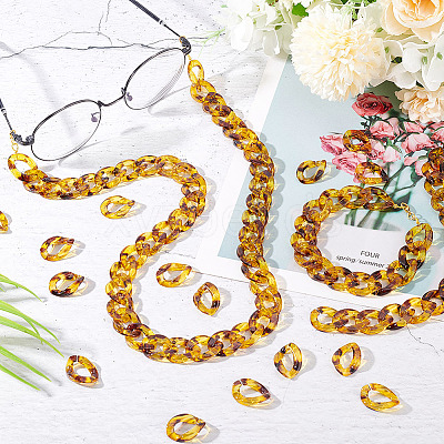 Leopard Print Pattern Resin Linking Rings FIND-AR0003-06-1