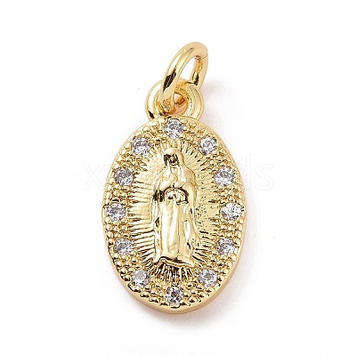 Brass Micro Pave Cubic Zirconia Charms KK-C012-06G-1
